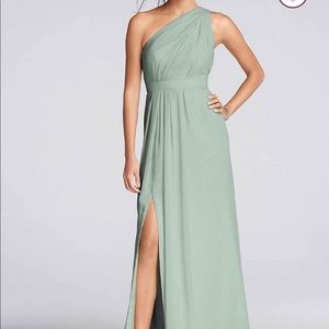 David’s Bridal One-Shoulder Crinkle Chiffon Dress